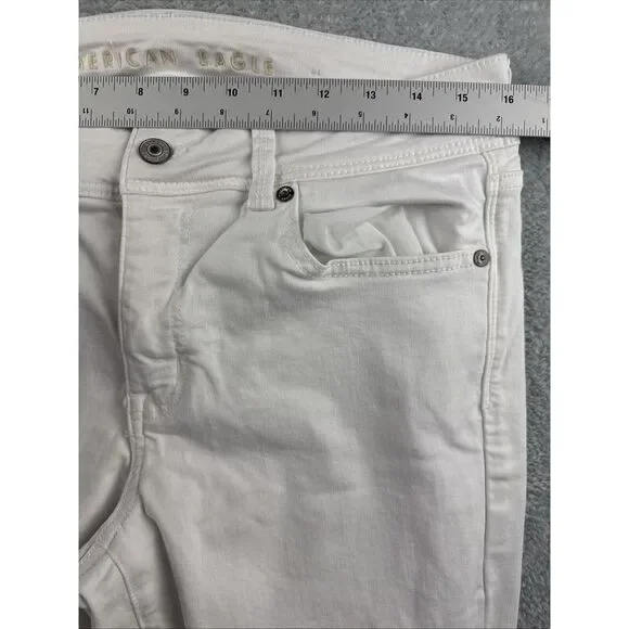American Eagle Next Level Stretch White Low Rise Kick Boot Jeans Women's 10S - Picture 8 of 9